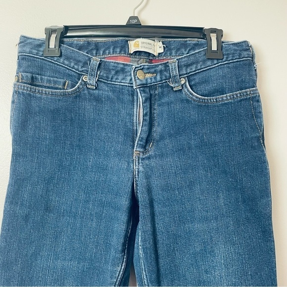 Carhartt Flannel-Lined Straight Leg Jeans – Blue Denim, Size 8 Short - Picture 2 of 14